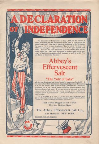 1900 Abbeys Uncle Sam Salt Fleming Medicine Political Quack Health Ad photo