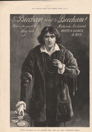 1928 Beecham Shakespeare Hamlet Medieval Renaissance Medical Pills photo
