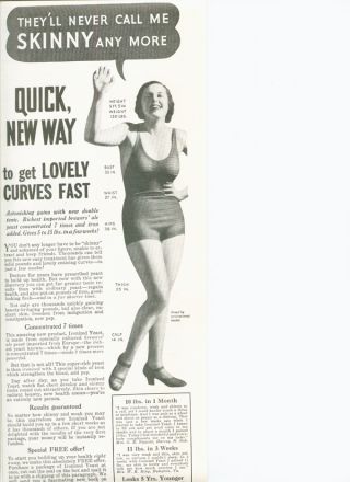 1934 Ironized Yeast Diet Tonic Curve Quack Medicine Ad photo