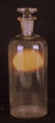 Apothecary Medicine Bottle W/ Stopper & Antique Glass Label Tr.  Ferr.  Acet.  Old Bottles & Jars photo 5