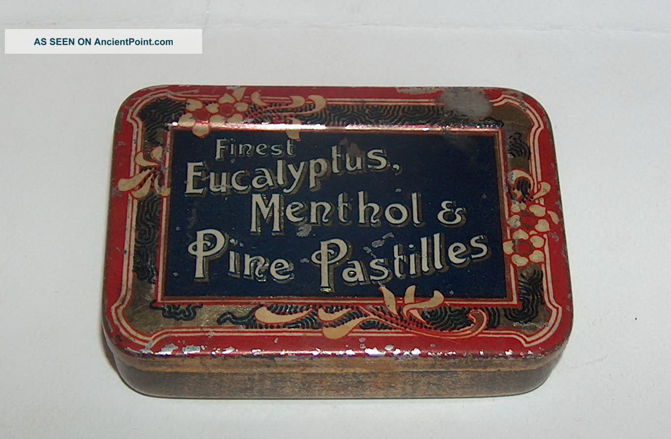Antique Medical Eucalyptus Methol Pills Litho Tin Case Box Other photo