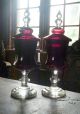 Priceless Pair Of 18th C.  Silesian / Bohemian Ruby Glass Apothecary Urns Jars photo 1