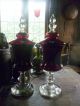 Priceless Pair Of 18th C.  Silesian / Bohemian Ruby Glass Apothecary Urns Jars photo 3