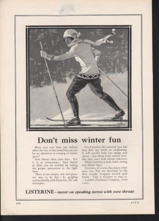 1925 Listerine Mouth Wash Ski Sport Winter Snow Fashion photo