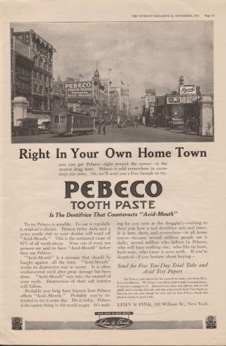 1917 Pebeco Tooth Paste Dental Dentist Acid Mouth Lehn Fink Tube Teeth Health Ad photo