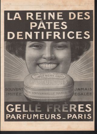 1913 Gelle Freres Queen Toothpaste Dental Dentist Perfume Brush Hygiene Art Ad photo