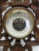 Stunning Antique German Black Forrest All Hand Carved Wood Barometer Thermometer Barometers photo 3