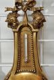 Miniature Dore Bronze Aneroid Barometer - Thermometer & Cartel Clock Antique 1880 Barometers photo 1