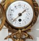 Miniature Dore Bronze Aneroid Barometer - Thermometer & Cartel Clock Antique 1880 Barometers photo 2