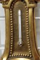 Miniature Dore Bronze Aneroid Barometer - Thermometer & Cartel Clock Antique 1880 Barometers photo 4
