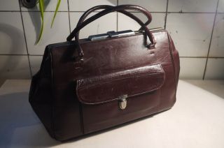 Vintage Leather Womens Bag,  Depression Era Bag,  Doctors Bag,  Stylish Bag photo