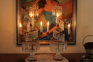 Stunning Pair Of Antique Art Nouveau French Bronze Girandoles Vintage Lamps photo