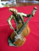 C.  1900 Bergman Austrian Bronze Signed And With Shield Of A Musician Bass Player Metalware photo 5