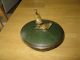 Rare Antique Carl Sorenson Arts & Crafts Bronze Bowl With Ducks On Lid - Green Metalware photo 1