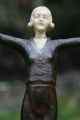 Orig.  Art Deco Spelter & Ivorine Female Figurine With Cold Painted Finish C1930s Metalware photo 2