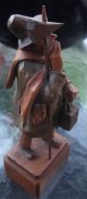Amazing Antique Wood Carved Figure Of Town Crier Look Man ~ Extreme Detailing Carved Figures photo 3