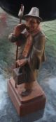 Amazing Antique Wood Carved Figure Of Town Crier Look Man ~ Extreme Detailing Carved Figures photo 5