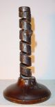 Antique French Wrought Iron & Wood Spiral Candlestick - Adjustable N°10 Primitives photo 1