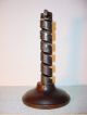 Antique French Wrought Iron & Wood Spiral Candlestick - Adjustable N°10 Primitives photo 3