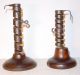 Antique French Wrought Iron & Wood Spiral Candlestick - Adjustable N°10 Primitives photo 6