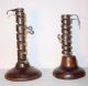 Antique French Wrought Iron & Wood Spiral Candlestick - Adjustable N°10 Primitives photo 7