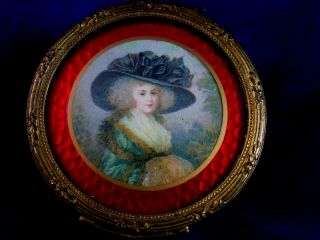 Antique French Ormolu Marie Antoinette Hinged Trinket,  Ring Box.  France,  2.  5 Inch photo