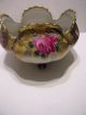 Antique Nippon Noritake Gold Beaded Porcelain Rose Footed Scalloped Bowl Bowls photo 2