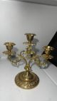 Pair Of Antique Ornate Solid Brass Candelabra Candle Holders 3 Arm Metalware photo 5