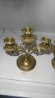 Pair Of Antique Ornate Solid Brass Candelabra Candle Holders 3 Arm Metalware photo 8