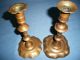Antique Brass Candlesticks Candle Holders Near Pair Solid Metalware photo 2