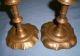 Antique Brass Candlesticks Candle Holders Near Pair Solid Metalware photo 3
