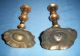 Antique Brass Candlesticks Candle Holders Near Pair Solid Metalware photo 7