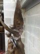 Antique Spelter Winged Statue With Marble Pedestal Metalware photo 4