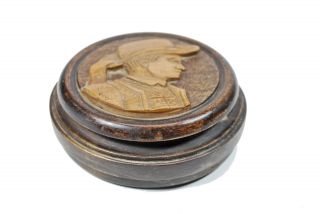 Vintage Carved Round Snuff Box,  Austrian. photo
