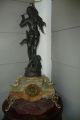 Antique Late 19thc French Art Nouveau Alabaster Clock W/ Bronzed Spelter Topper Clocks photo 7