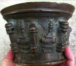 Early Decorated Bronze Mortar 16th Century European French Or Spanish ? photo