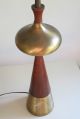 Mid Century Danish Modern Walnut & Brass Table Lamp Eames Space Age Laurel Era Lamps photo 4