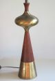 Mid Century Danish Modern Walnut & Brass Table Lamp Eames Space Age Laurel Era Lamps photo 8