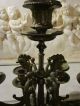 Pr Antique Bronze/marble Victorian Candelabras Garniture For Mantel Clock 7 Lgt Metalware photo 9