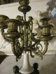 Pr Antique Bronze/marble Victorian Candelabras Garniture For Mantel Clock 7 Lgt Metalware photo 4