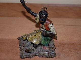 Early Victorian Cold Painted Vienna Bronze Of Arab/moor Tailor Sewing Amazing photo