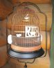 Antique Hendryx Metal Bird Cage Wrought Iron Stand & 4 Porcelain Feeder/water - Er Metalware photo 4