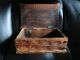 Rustic Carved Hinged Wood Box W/lid Metalware photo 2