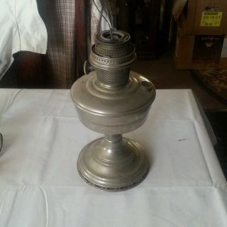 Alladin Oil Lamp Silver In Color Condition And Chimney photo