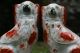 Pair Of 19th C.  Large Staffordshire Brown & White Seated Hearth Dogs Figurines photo 3