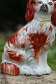 19th C.  Staffordshire Seated Brown & White Hearth Dog Figurines photo 2