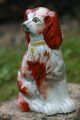 19th C.  Staffordshire Seated Brown & White Hearth Dog Figurines photo 8