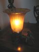 Antique Iridescent Favrile Glass Shade - Quezal/steuben? W/ Cast Iron Bird Lamp. Lamps photo 2