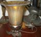 Antique Iridescent Favrile Glass Shade - Quezal/steuben? W/ Cast Iron Bird Lamp. Lamps photo 4