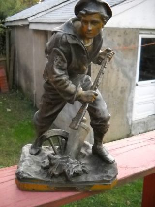 Vintage Metal Statue Of A Navy Man photo